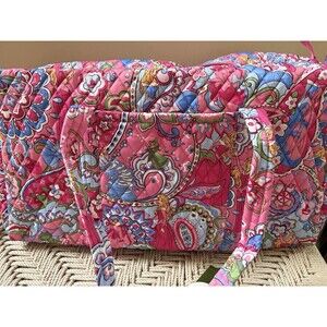 Vera Bradley Disney Aurora Pink Swirls Fairies Large Original Duffel Bag Travel